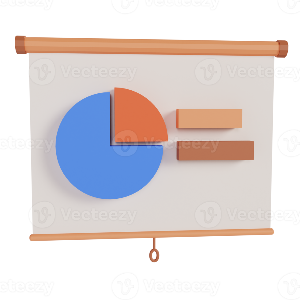 3D Chart Presentation Education Illustration Premium PNG