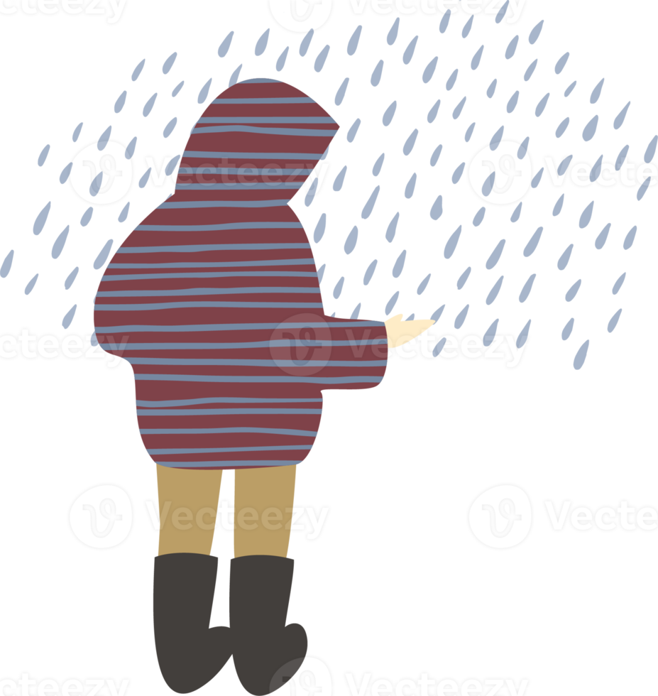 Child in the rain. Autumn illustration. png
