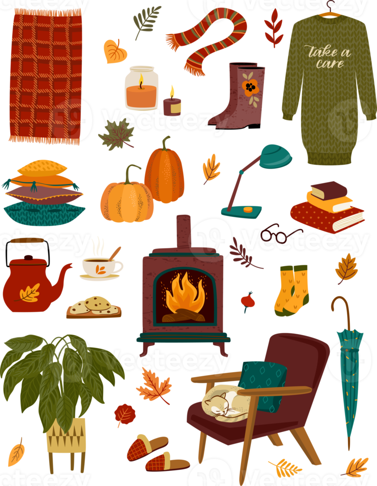 Cozy autumn illustration png