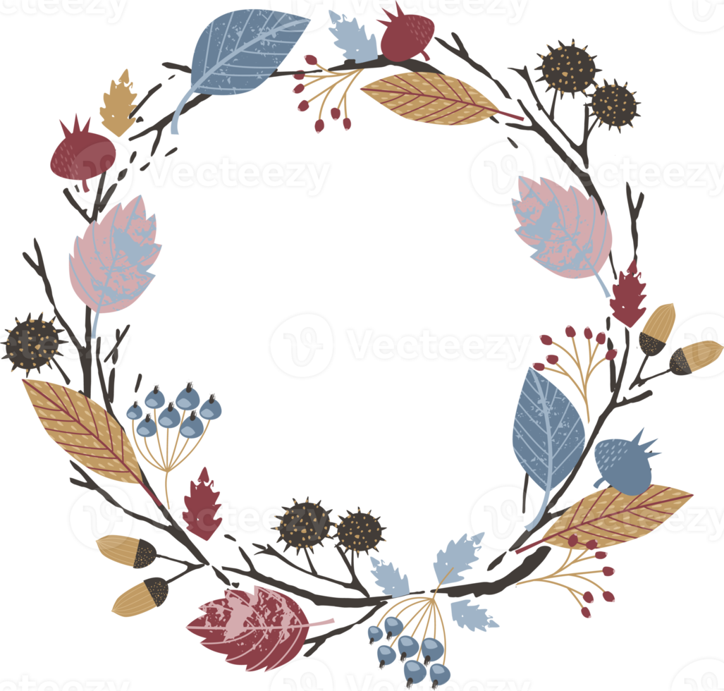 Autumn wreath. Isolated illustration. png