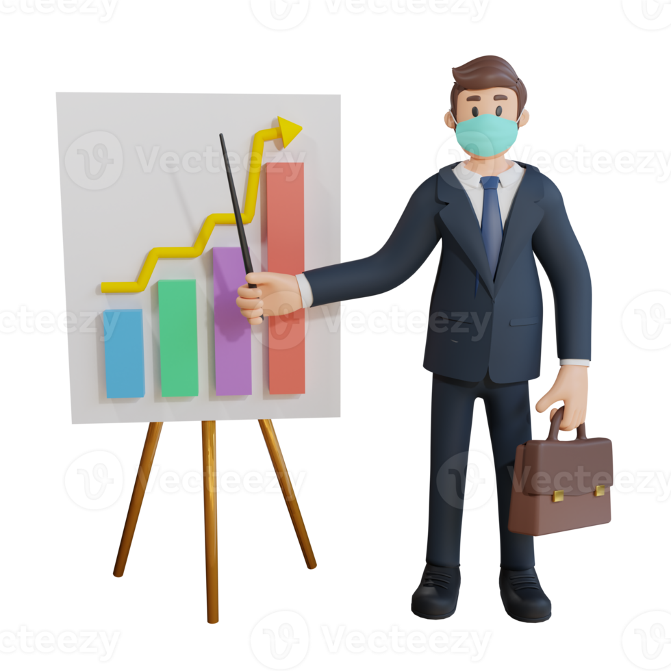 Business character illustration 3d rendering png