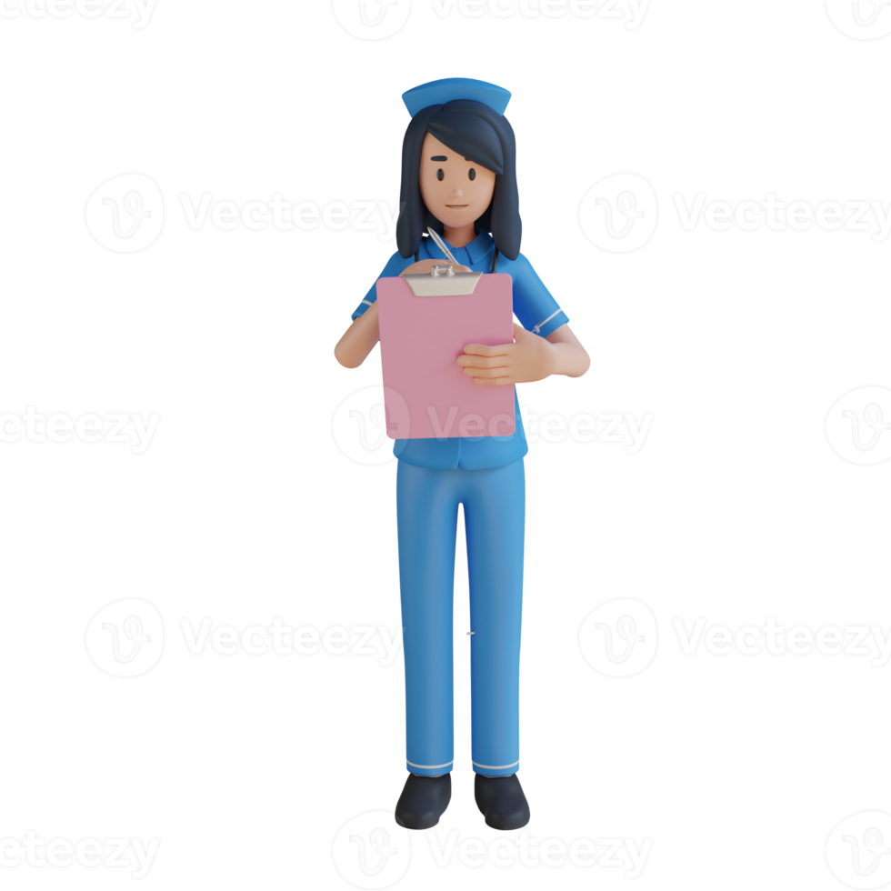 Nurse notes on the board notes 3D Character illustration png
