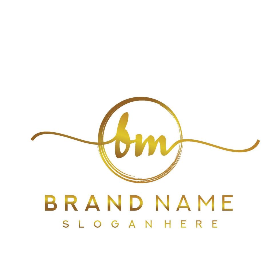 Initial BM beauty monogram and elegant logo design, handwriting logo of initial signature, wedding, fashion, floral and botanical with creative template. vector