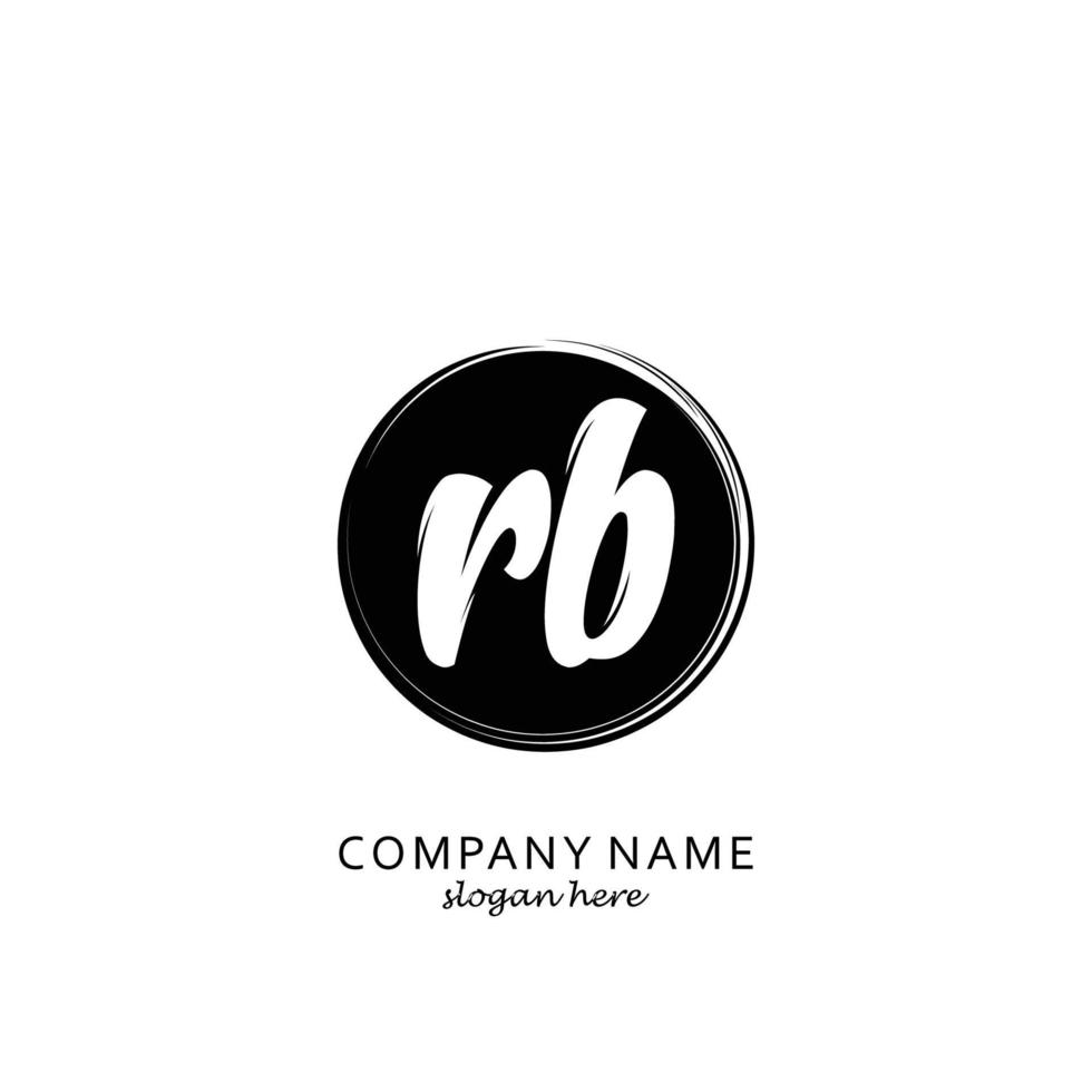 Initial RB with black circle brush logo template vector