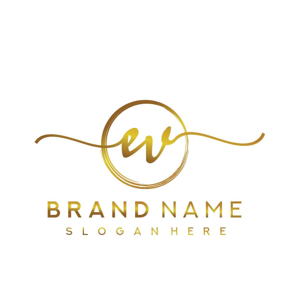 Initial EV beauty monogram and elegant logo design, handwriting logo of initial signature, wedding, fashion, floral and botanical with creative template. vector