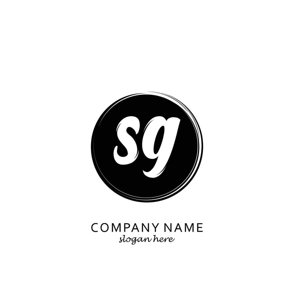 Initial SG with black circle brush logo template vector