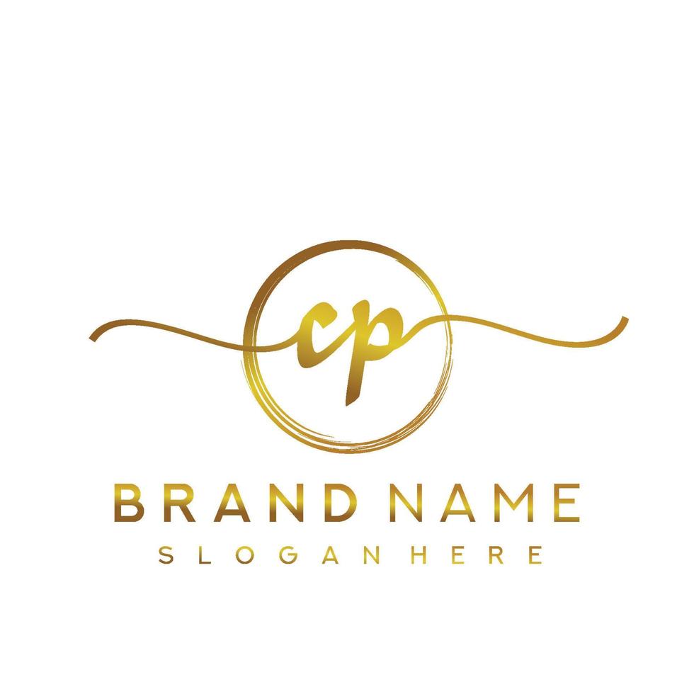 Initial CP beauty monogram and elegant logo design, handwriting logo of initial signature, wedding, fashion, floral and botanical with creative template. vector