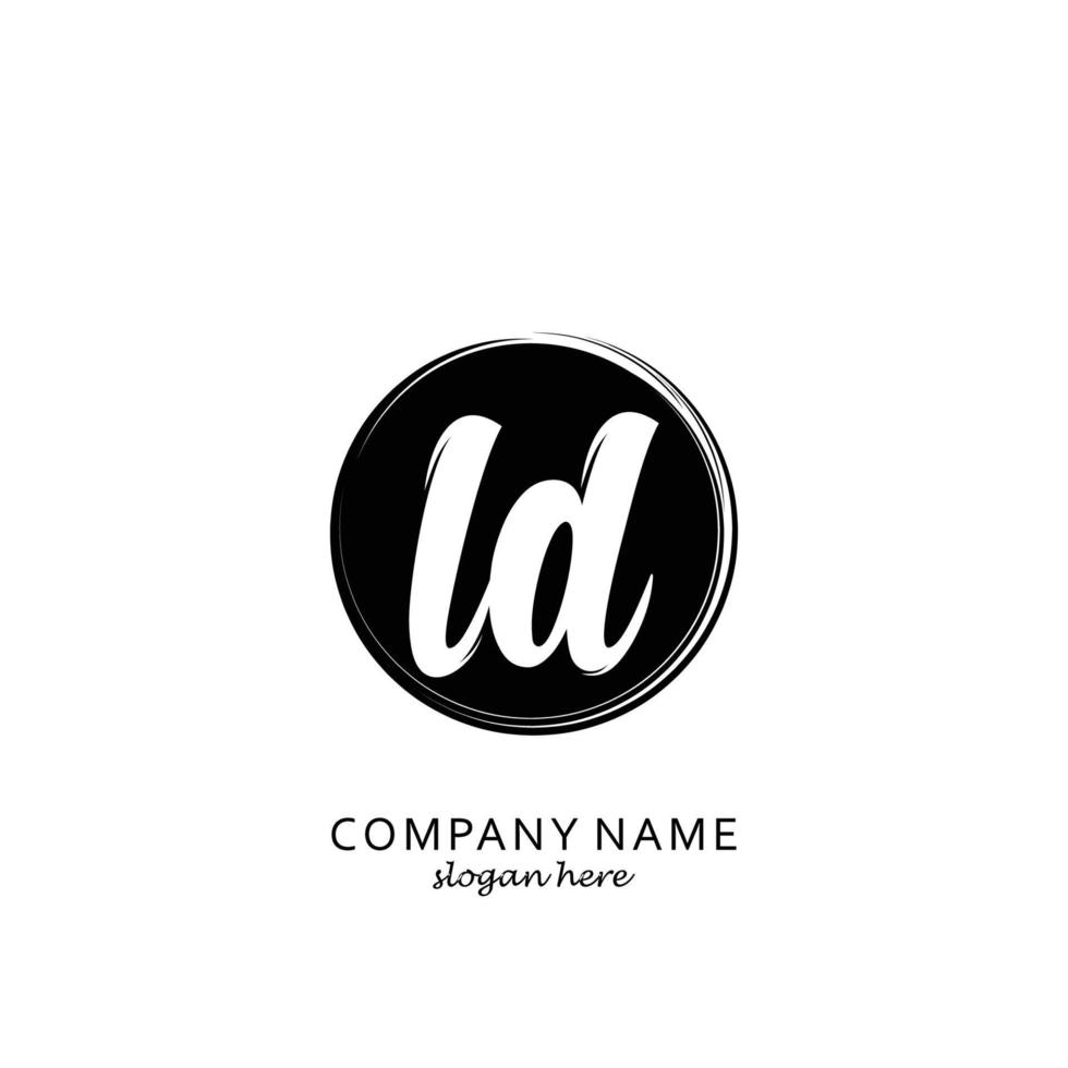 Initial LD with black circle brush logo template vector