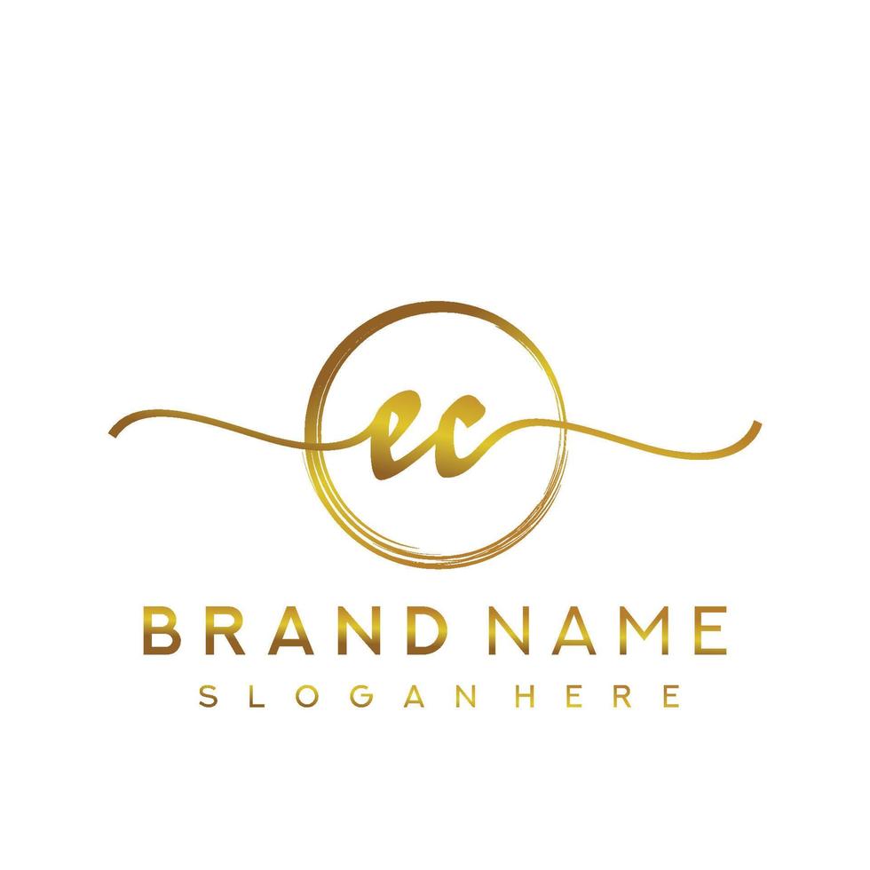 Initial EC beauty monogram and elegant logo design, handwriting logo of initial signature, wedding, fashion, floral and botanical with creative template. vector