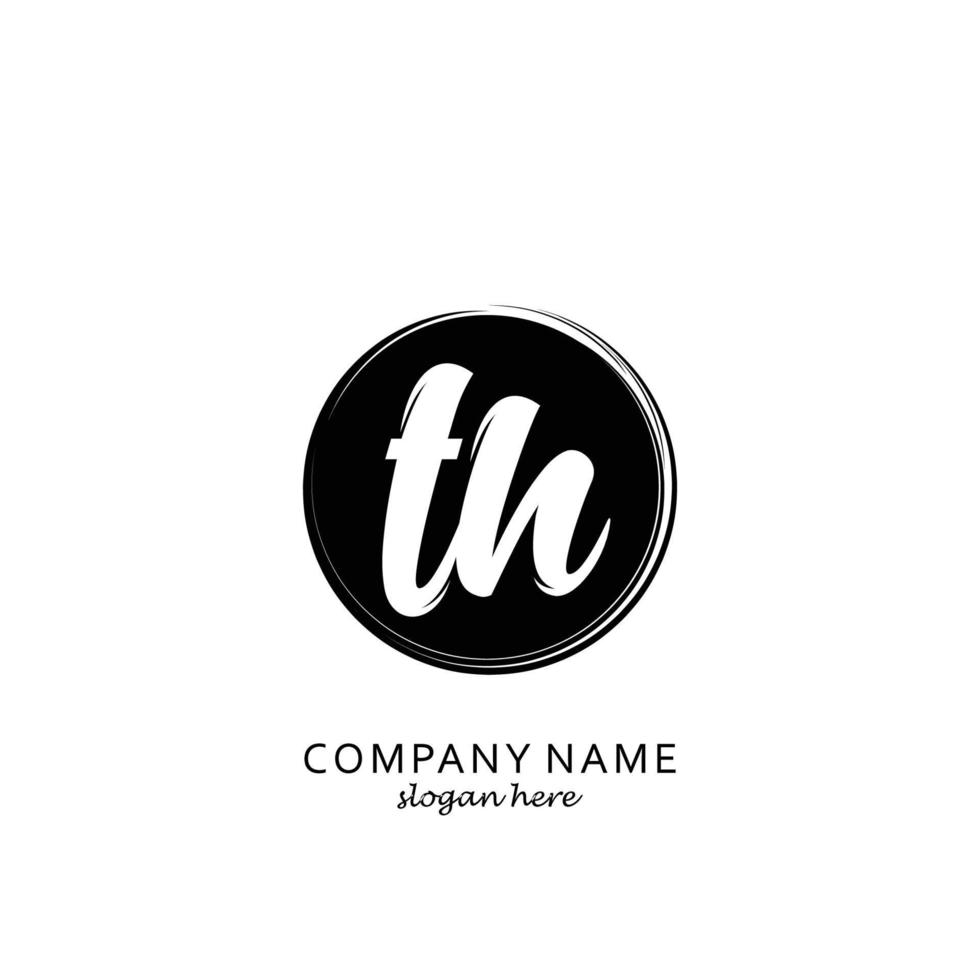 Initial TH with black circle brush logo template vector