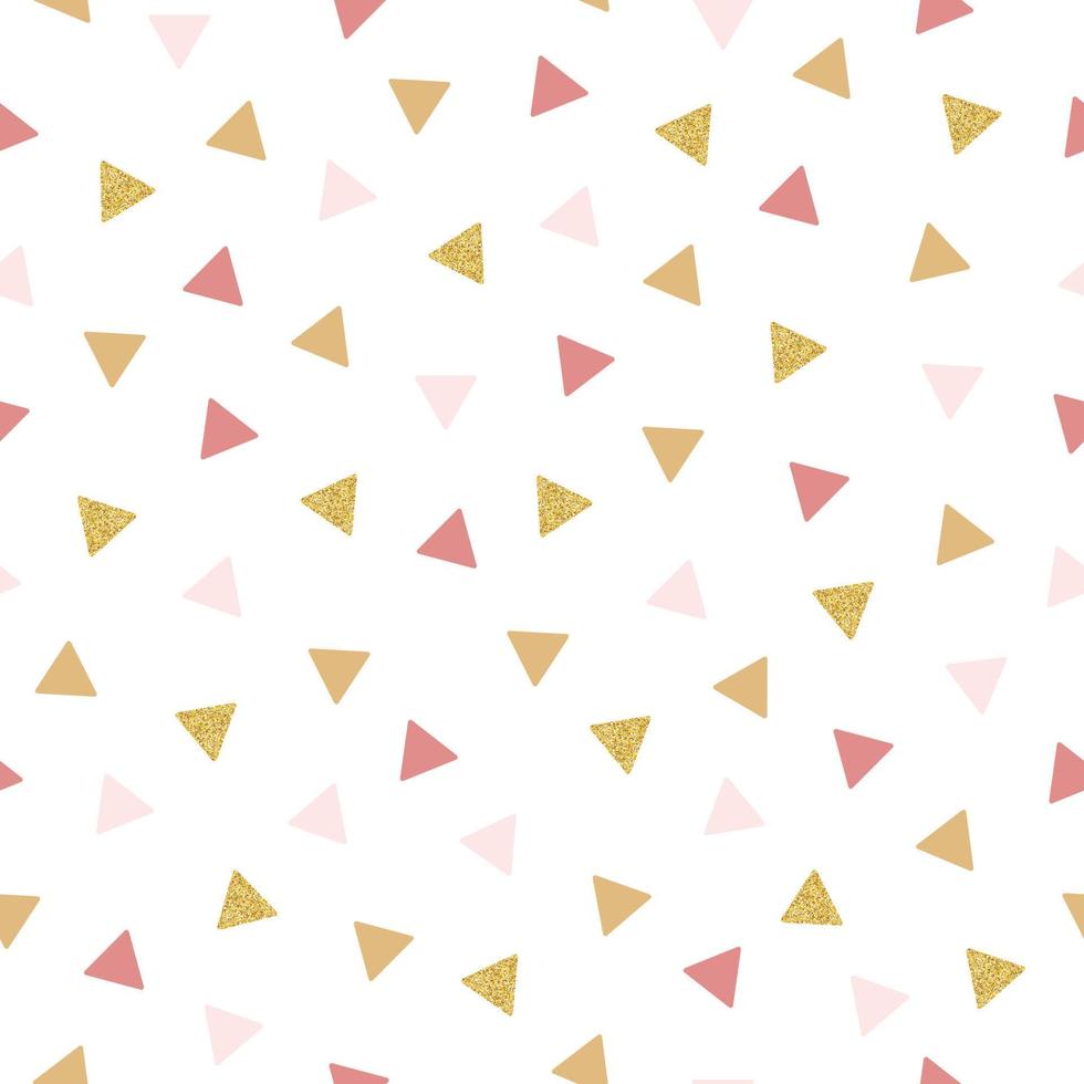 Colourful seamless pattern with repeating triangles. Pattern in delicate colours with glitter. Vector illustration.