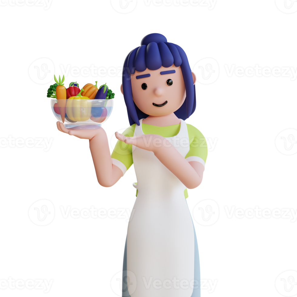 nutrition saine végétarienne et illustration de repas de légumes rendu 3d png