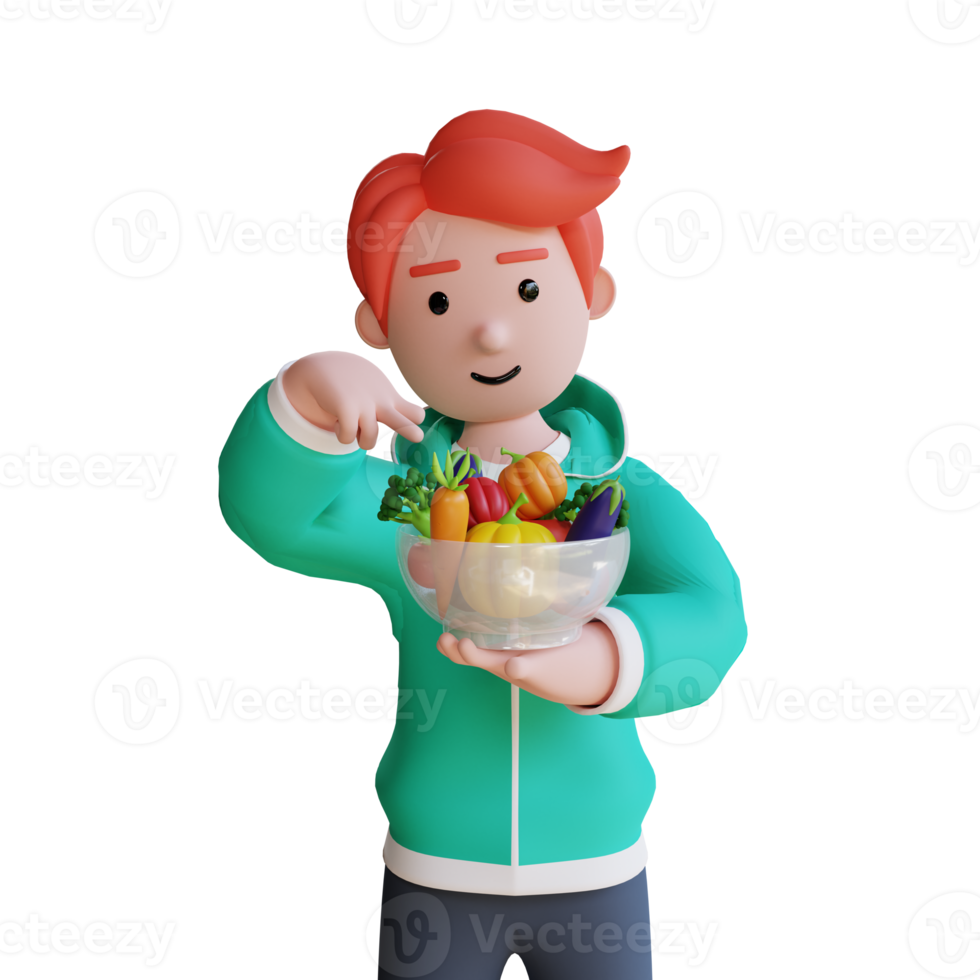 vegetarisch gezond voedingen en groenten maaltijd illustratie 3d renderen png