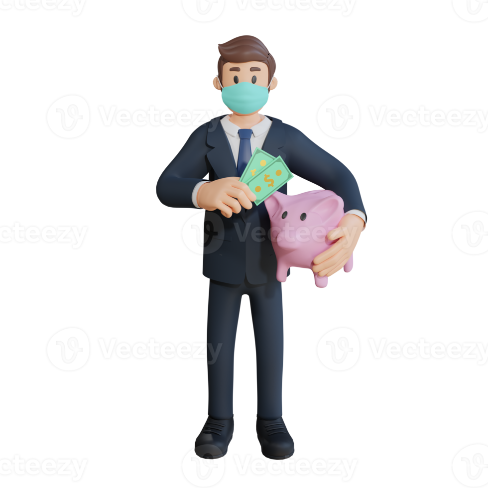 Business character illustration 3d rendering png