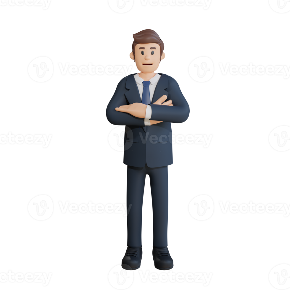 Businessman posing character 3d character illustration png