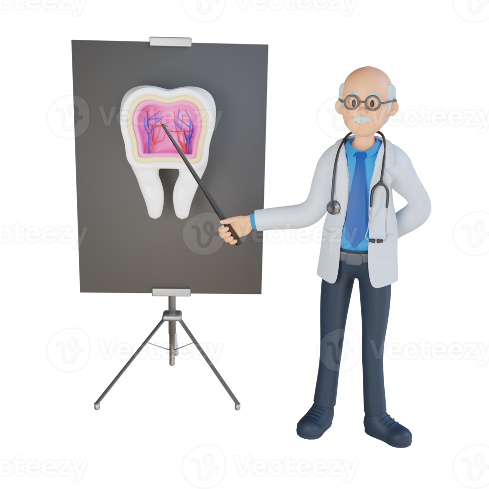 3d male senior doctor character design illustration png