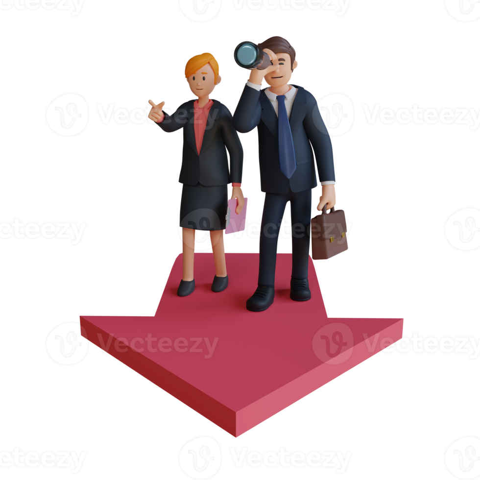 Businessman and women are looking for ideas for companies character 3d character illustration png