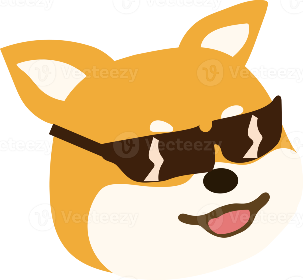 lindos emoticonos de cachorro shiba inu con diferentes expresiones. caras divertidas de emoji de perro. png