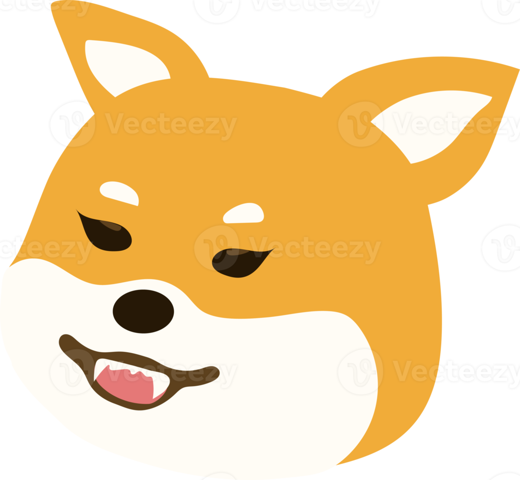 mignons émoticônes de chiot shiba inu avec différentes expressions. visages drôles d'emoji de chien. png