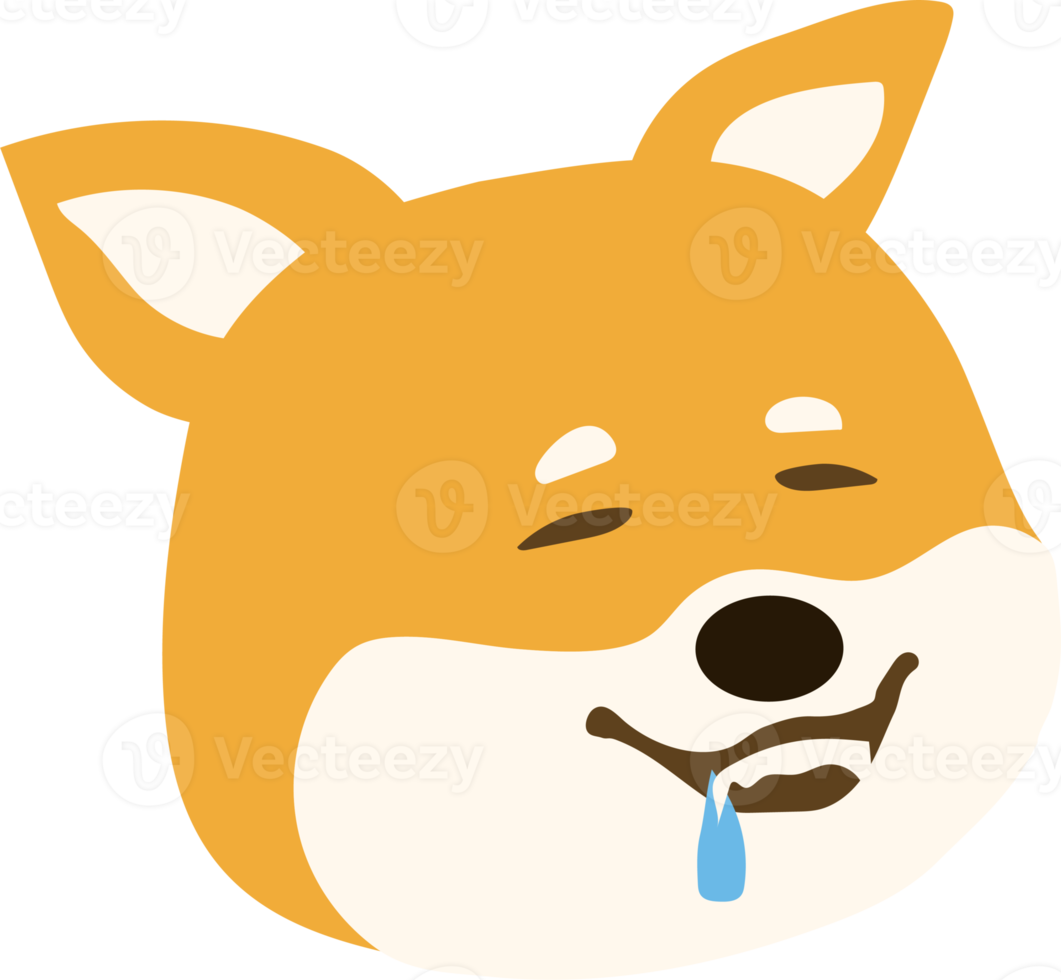 mignons émoticônes de chiot shiba inu avec différentes expressions. visages drôles d'emoji de chien. png