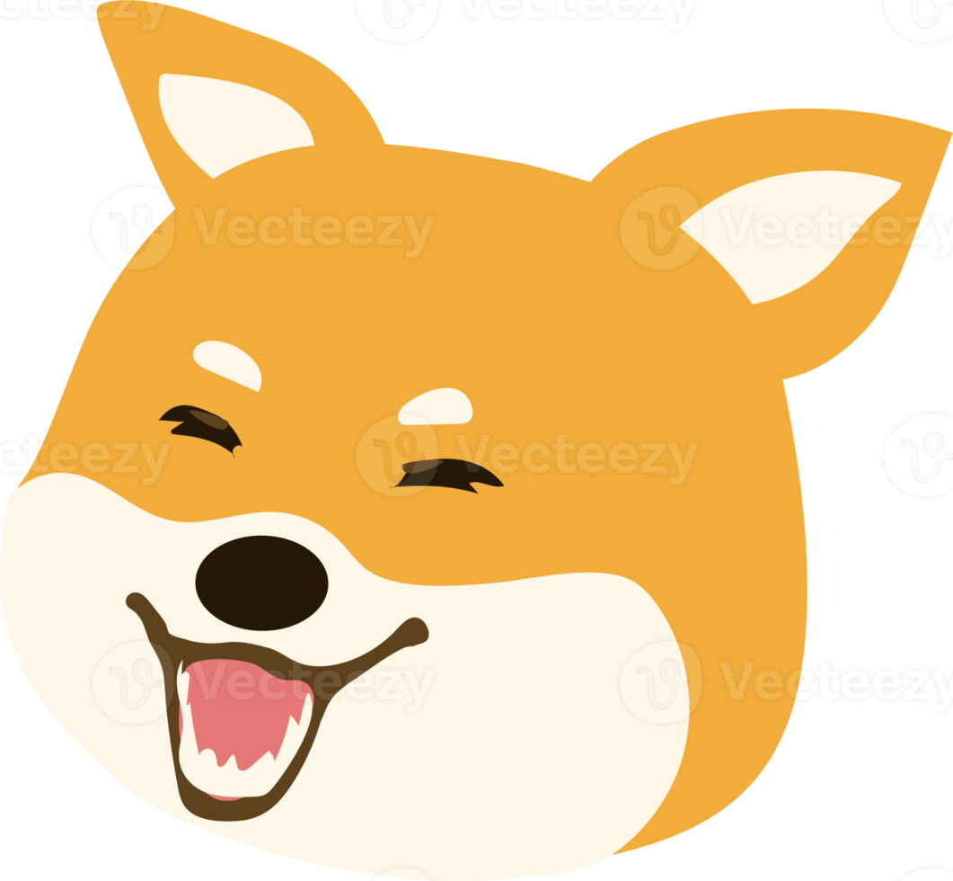 emoticons fofos de cachorrinho shiba inu com diferentes expressões. rostos de emoji de cachorro engraçado. png