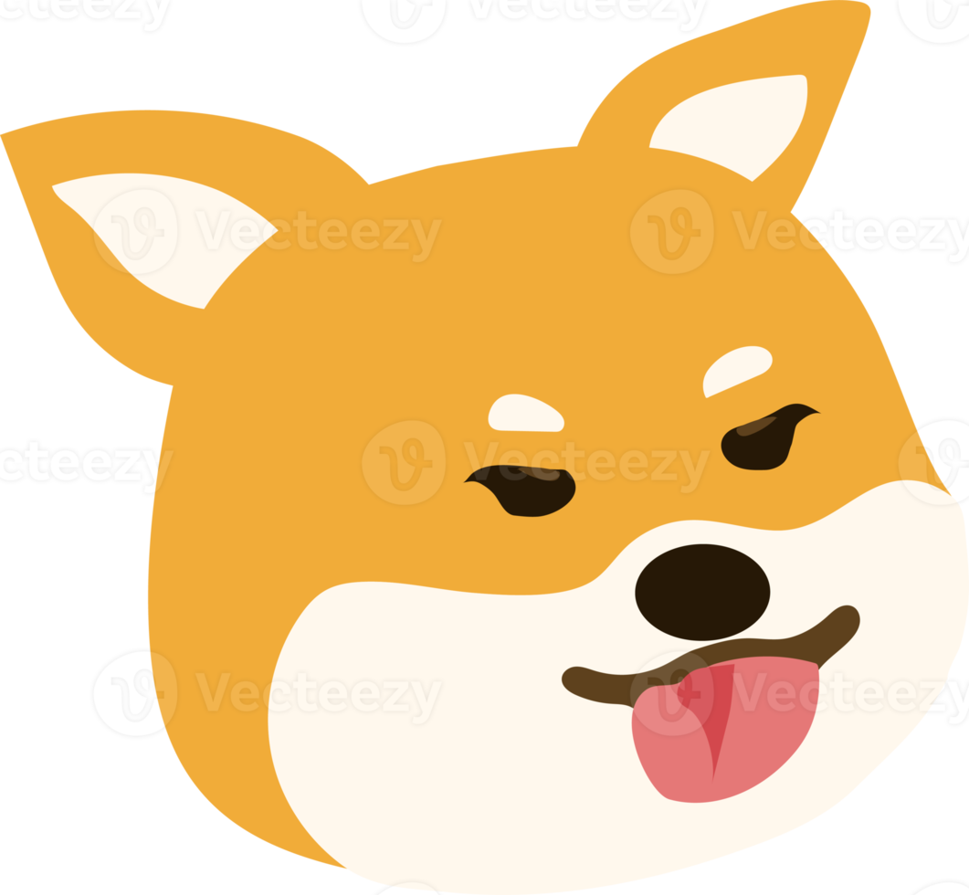 cute Shiba Inu puppy emoticons with different expressions. Funny dog emoji faces. png
