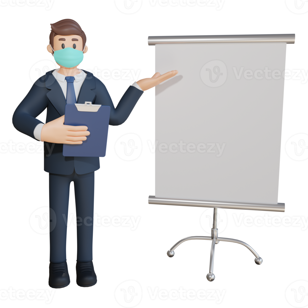 Business character illustration 3d rendering png