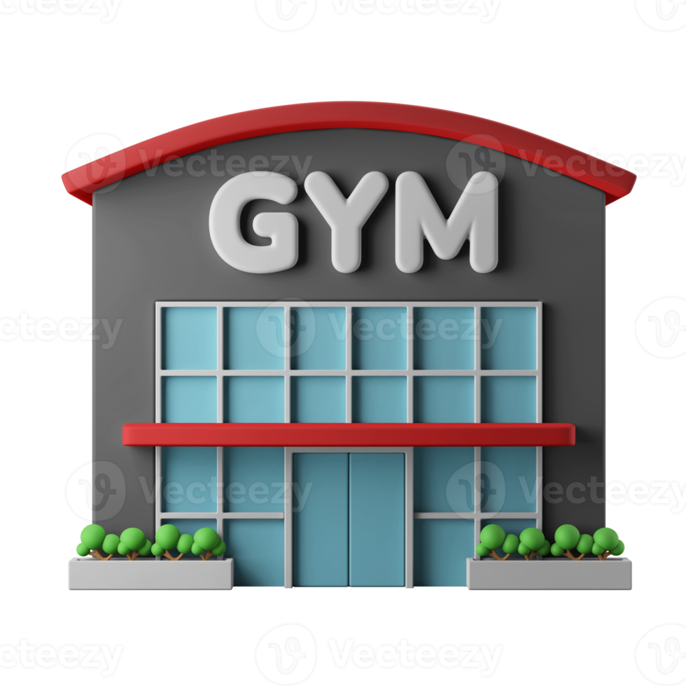 Gym och atletisk byggnad kondition Centrum 3d ikon illustration png