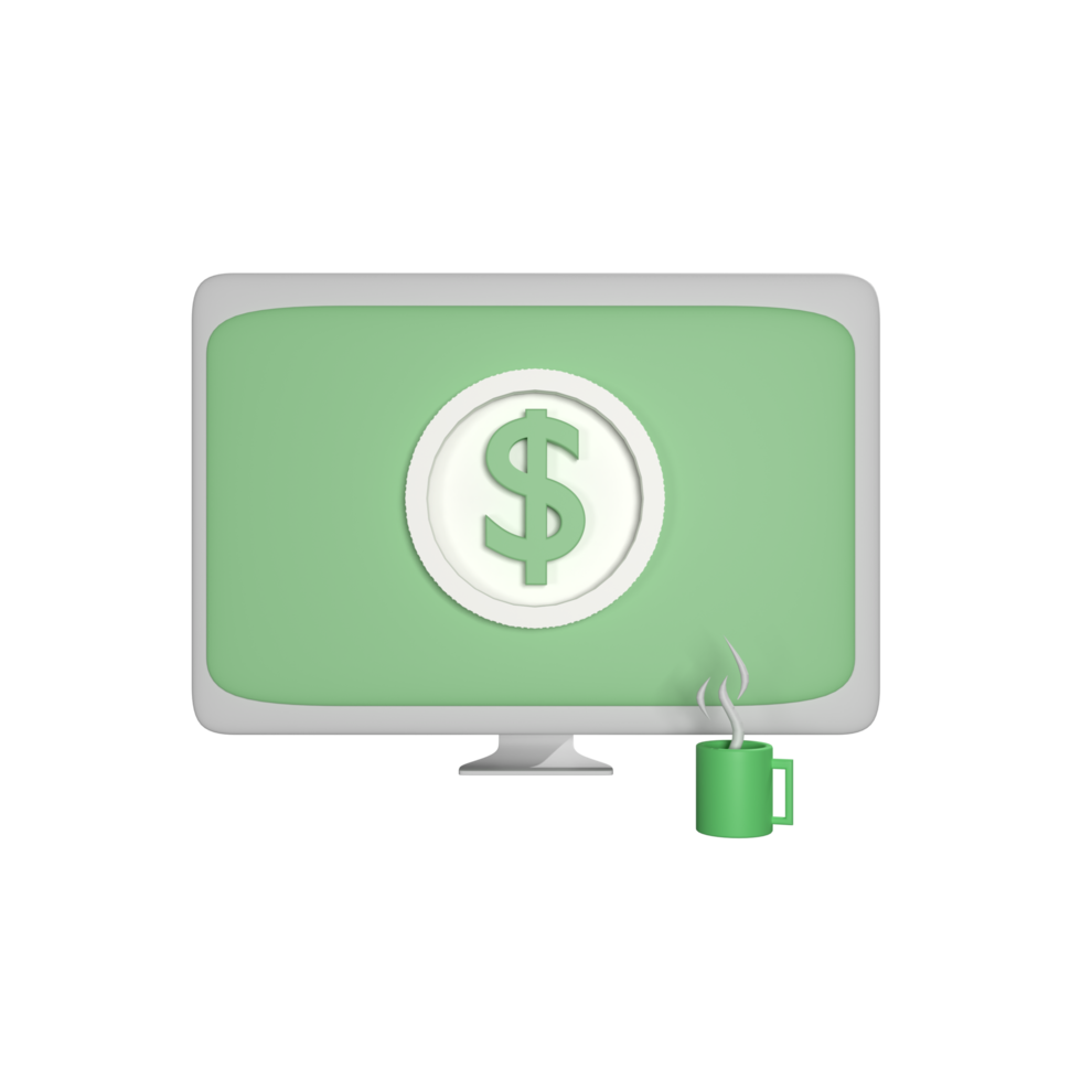 3D Render Digital Money Front View png