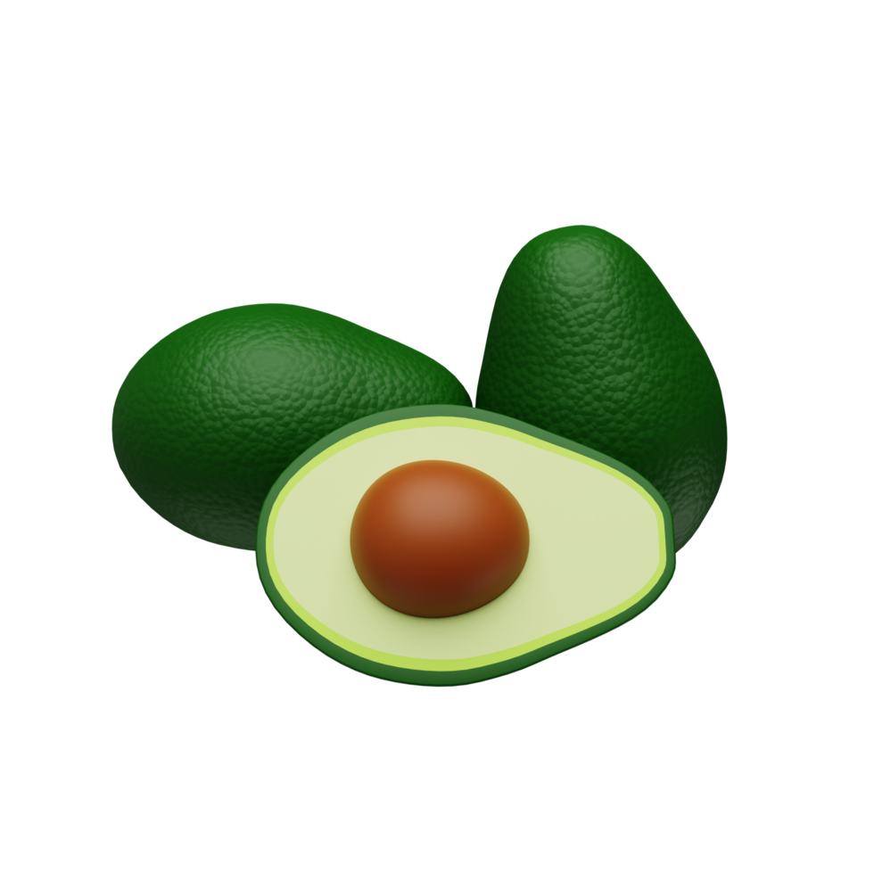 3d render vista frontal de aguacate png