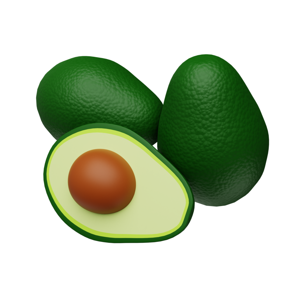 3D Render Avocado Perspective View png