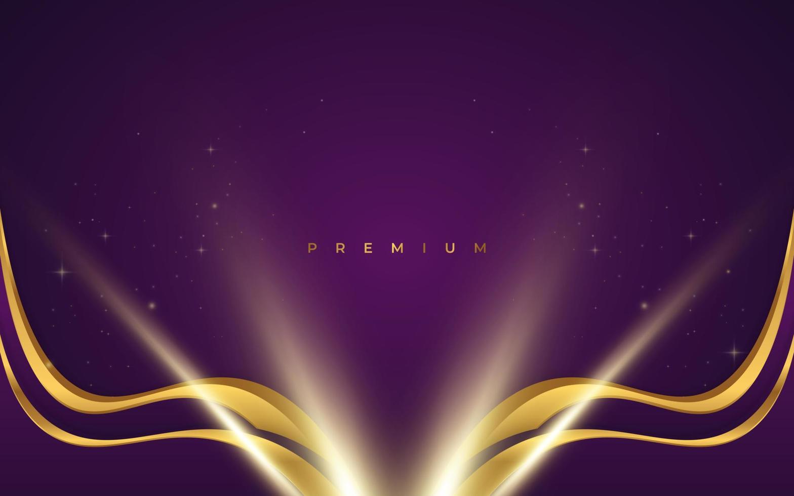 fondo morado y dorado de lujo con líneas doradas y estilo de corte de papel. fondo morado y dorado de primera calidad para el diseño de premios, nominaciones, ceremonias, invitaciones formales o certificados vector