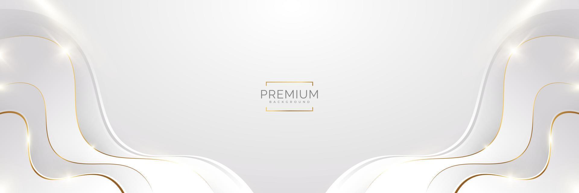 Luxury White and Gold Background with Golden Lines and Paper Cut Style. Premium Gray and Gold Background for Award, Nomination, Ceremony, Formal Invitation or Certificate Design vector