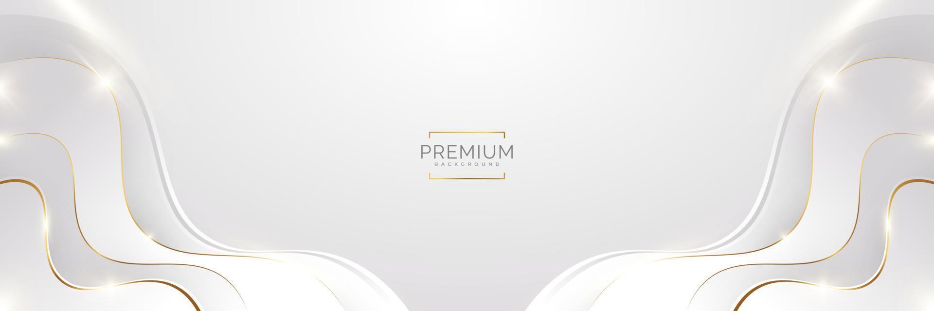 Luxury White and Gold Background with Golden Lines and Paper Cut Style. Premium Gray and Gold Background for Award, Nomination, Ceremony, Formal Invitation or Certificate Design vector