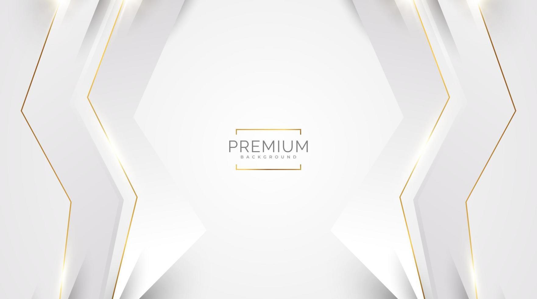 Luxury White and Gold Background with Golden Lines and Paper Cut Style. Premium Gray and Gold Background for Award, Nomination, Ceremony, Formal Invitation or Certificate Design vector