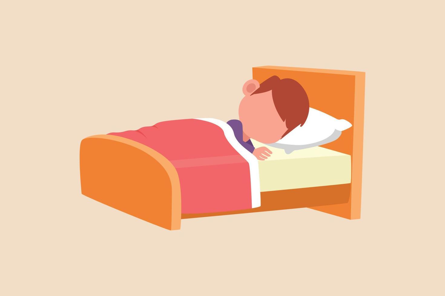 Cute little boy sleeping on the bed at night Before sleep activity