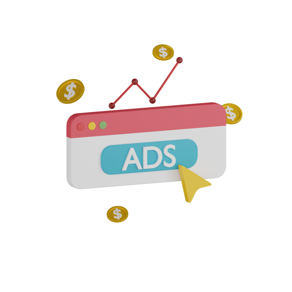 ícone de promoção de anúncios isolados 3D png
