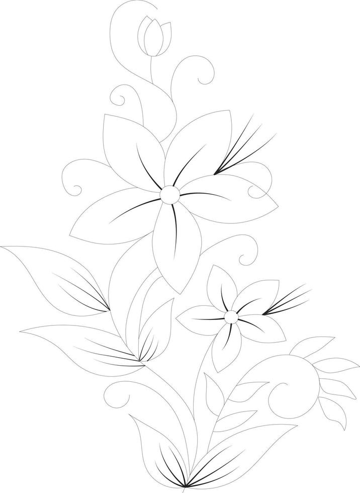 Floral coloring page vector