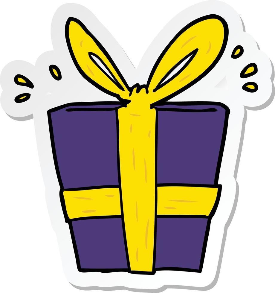 sticker of a cartoon wrapped gift vector