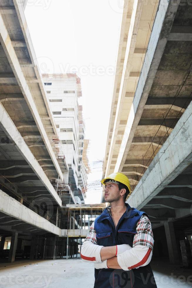 hard worker on construction site photo