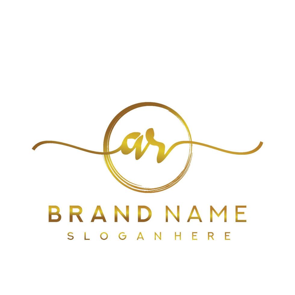Initial AR beauty monogram and elegant logo design, handwriting logo of initial signature, wedding, fashion, floral and botanical with creative template. vector