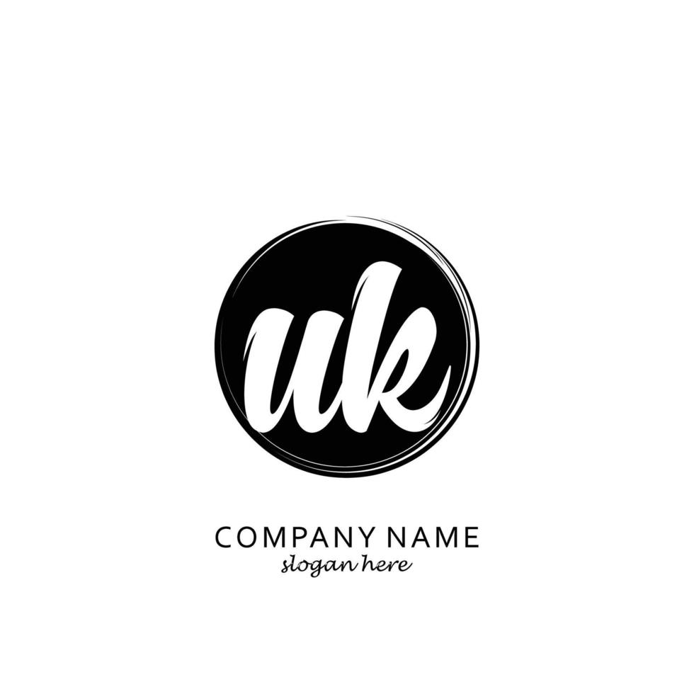 Initial UK with black circle brush logo template vector