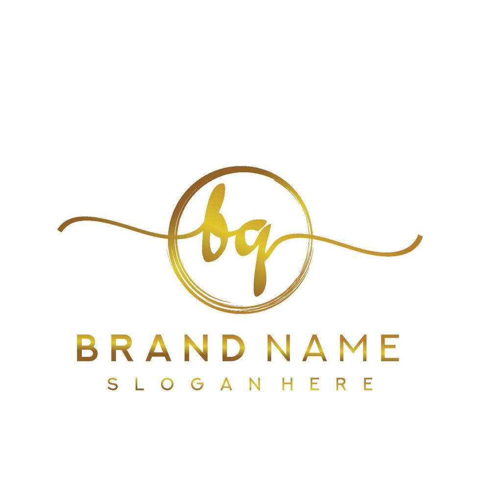 Initial FQ beauty monogram and elegant logo design, handwriting logo of initial signature, wedding, fashion, floral and botanical with creative template. vector