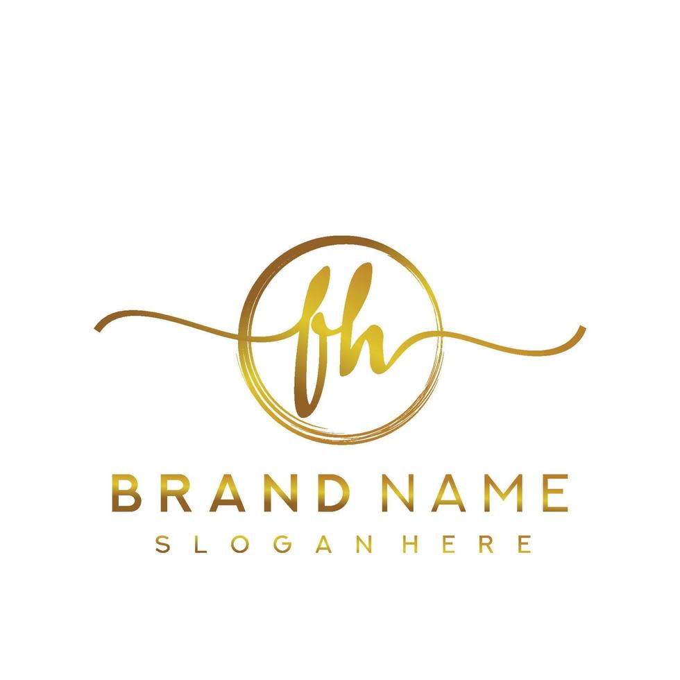 Initial FH beauty monogram and elegant logo design, handwriting logo of initial signature, wedding, fashion, floral and botanical with creative template. vector