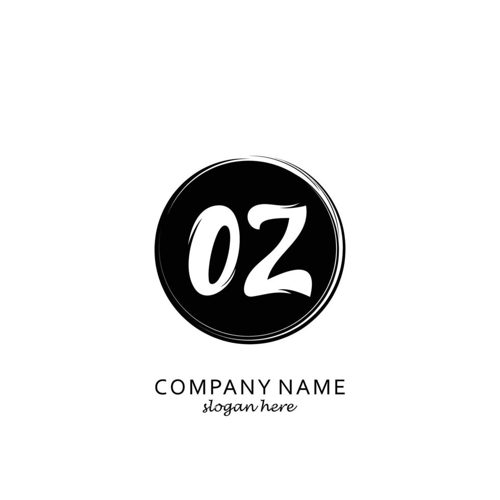 Initial OZ with black circle brush logo template vector