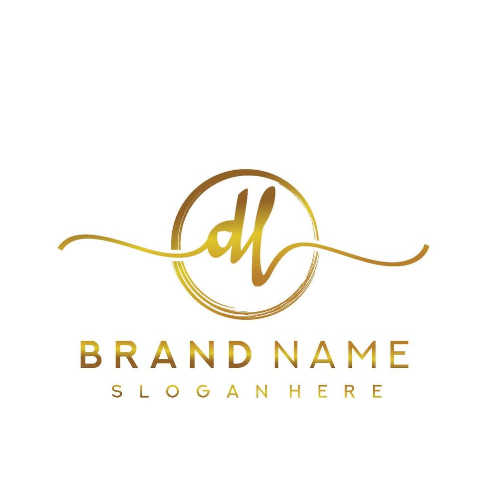 Initial DL beauty monogram and elegant logo design, handwriting logo of initial signature, wedding, fashion, floral and botanical with creative template. vector