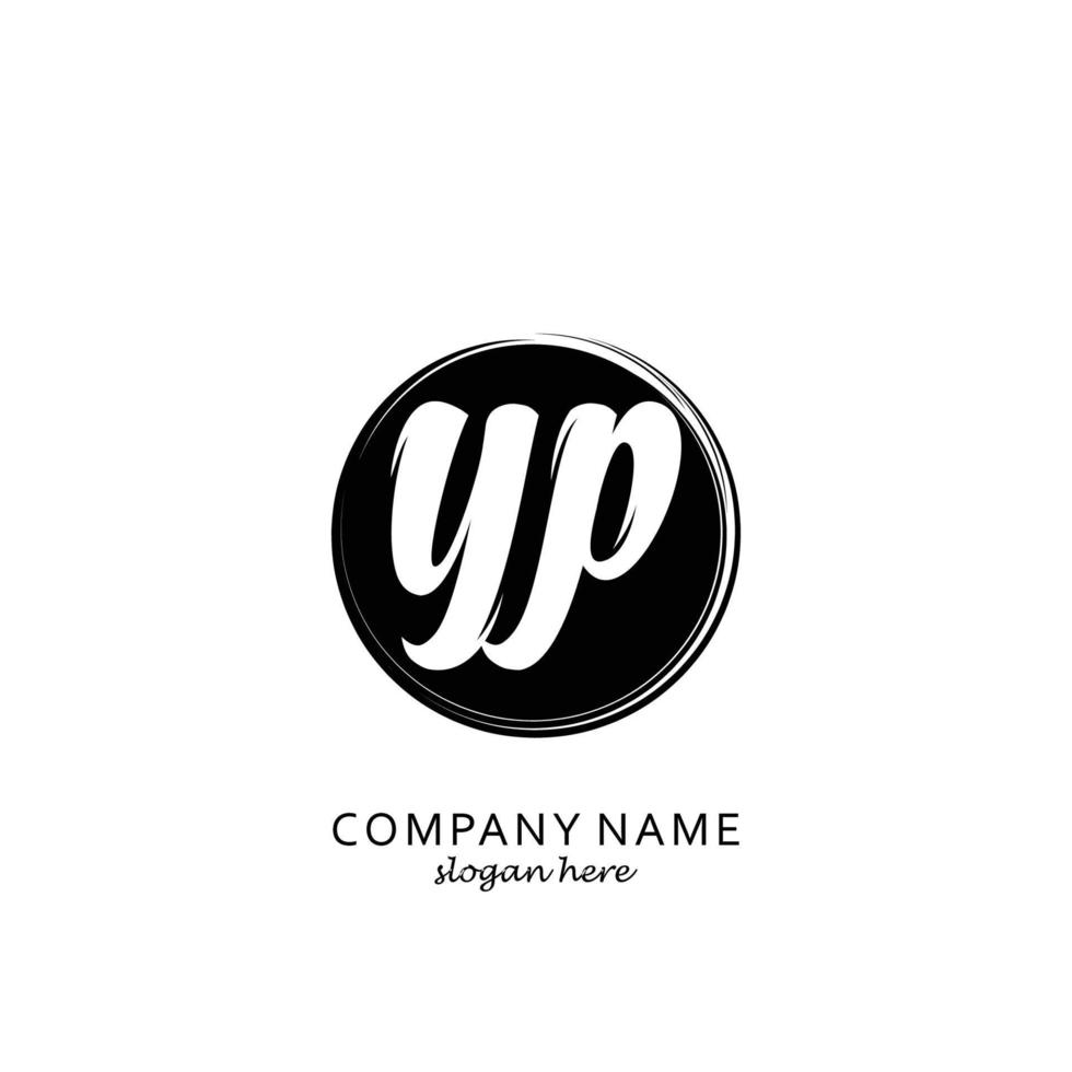 Initial YP with black circle brush logo template vector