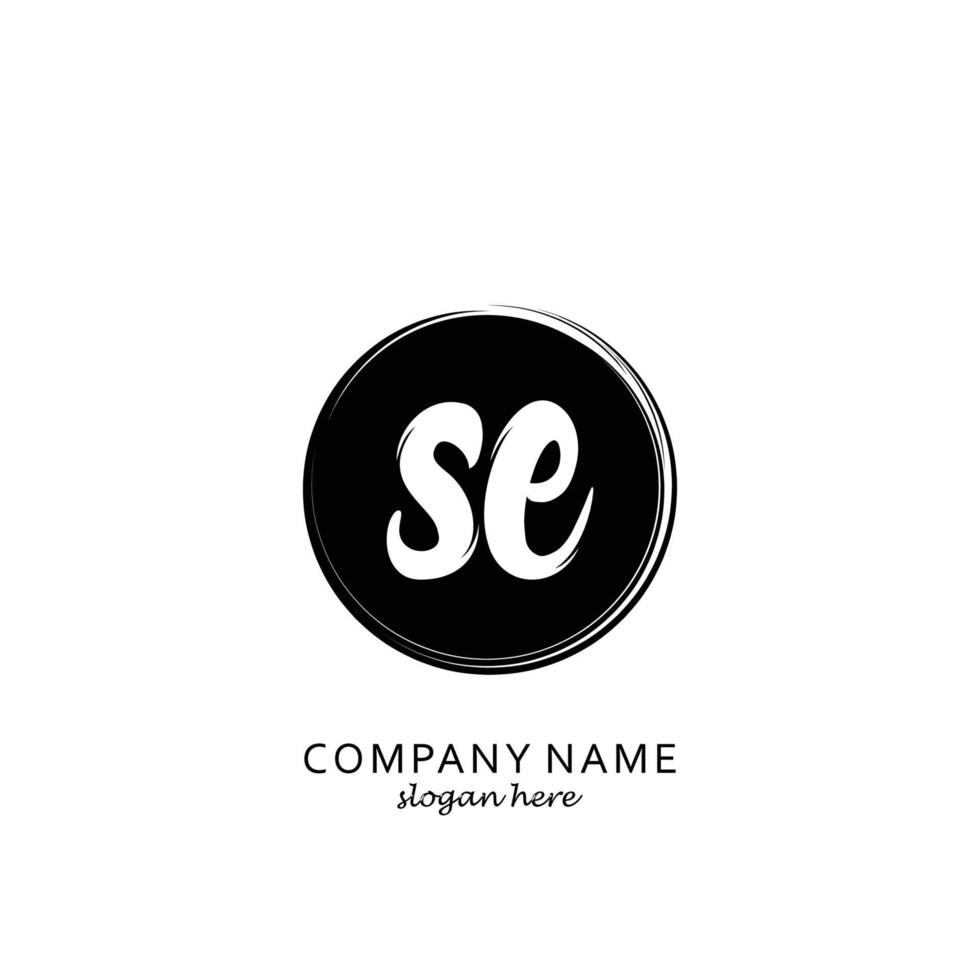 Initial SE with black circle brush logo template vector