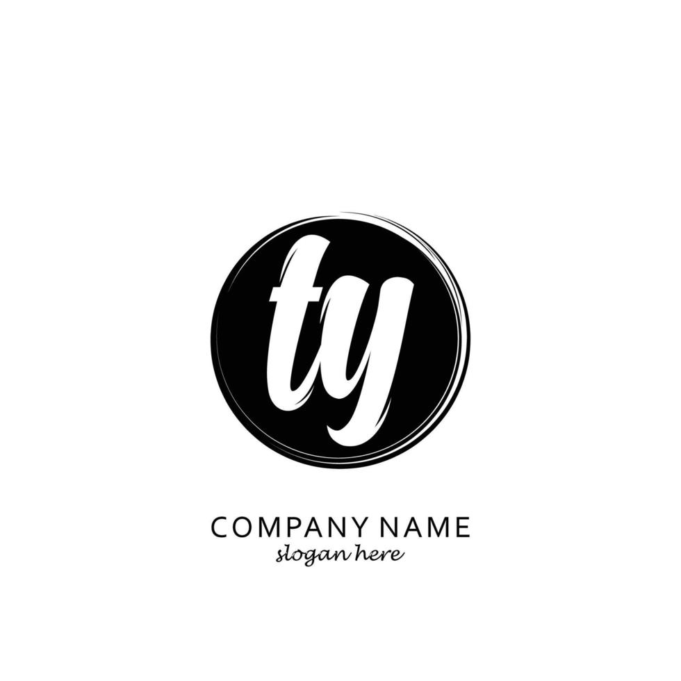 Initial TY  with black circle brush logo template vector