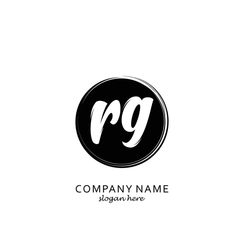 Initial RG with black circle brush logo template vector